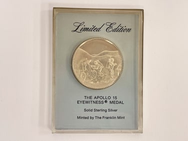 APOLLO 15 COMMEMORATIVE MEDAL, SOLID STERLING SILVER