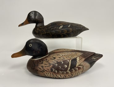 PAIR OF WOODEN MALLARD DUCKS DECOYS