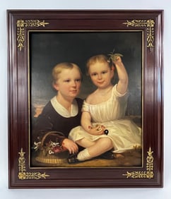 18TH C DOUBLE PORTRAIT OF CHILDREN