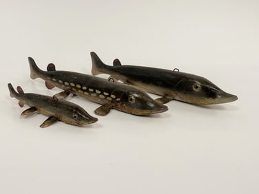 3 EARLY AMERICAN POLYCHROMED FISH DECOY