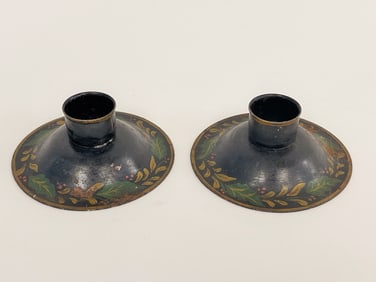 PAIR DECORATED CANDLESTICKS