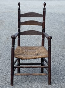 17TH C ESSEX MA, 3 SLAT PILGRIM ARMCHAIR
