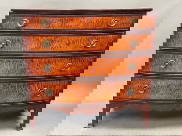 TIGER MAPLE BOW FRONT CHEST