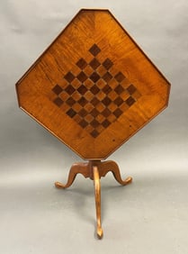 TILT TOP TABLE W CHESS BOARD INLAY