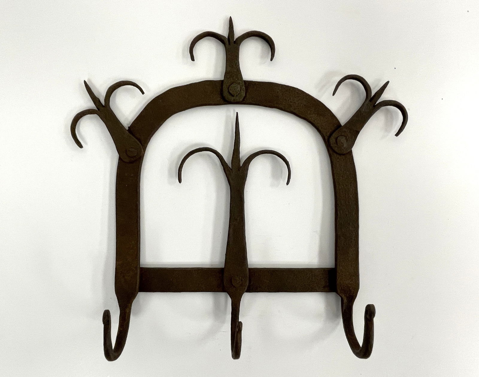 MINIATURE FORGED IRON 3-HOOK UTENSIL RACK (1 of 4)