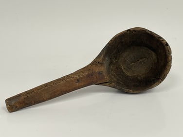 NATIVE AMERICAN BURL WOOD SCOOP W/ MAKE-DO HANDLE