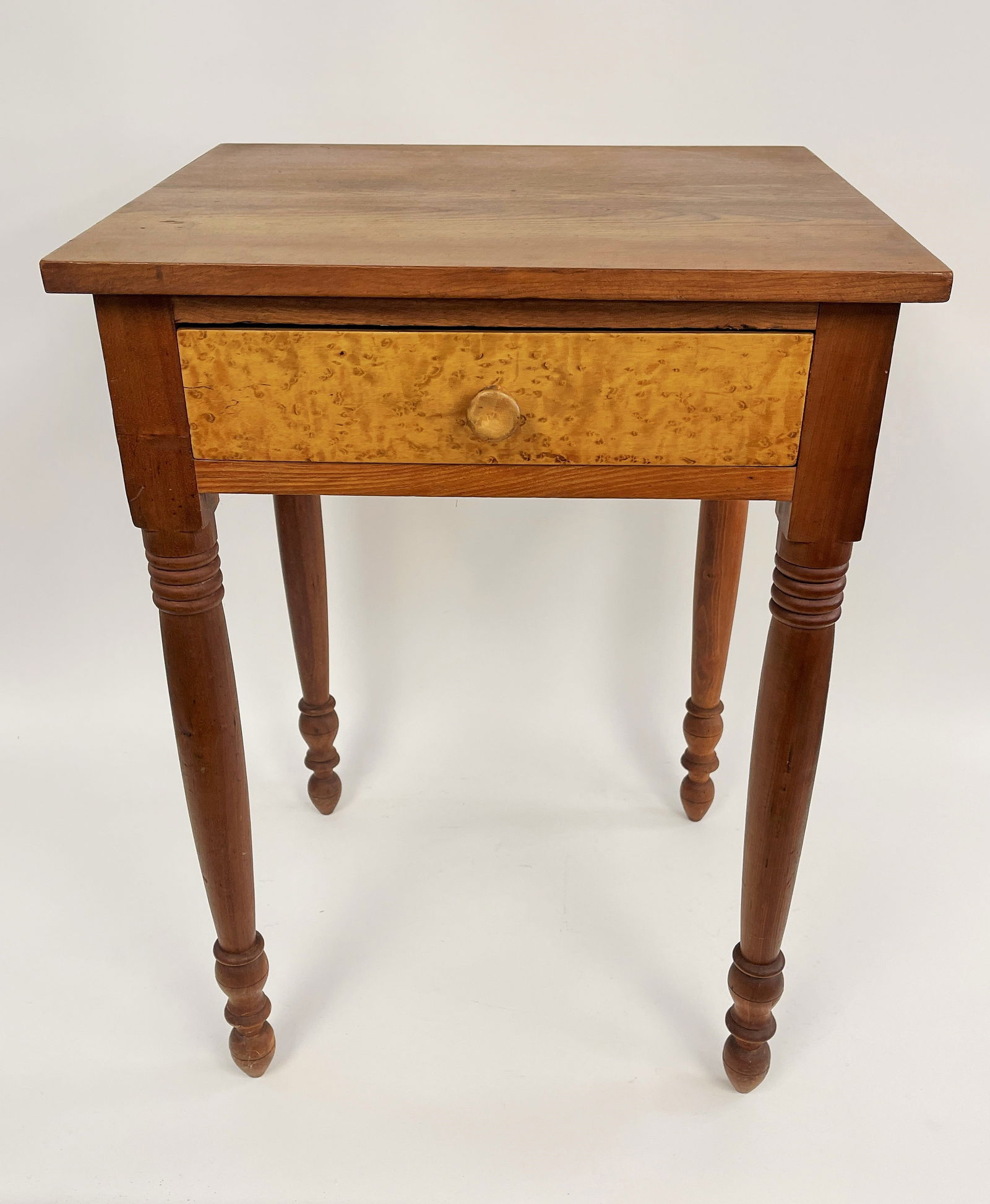 ONE DRAWER STAND BIRDSEYE MAPLE 19TH C (1 of 7)