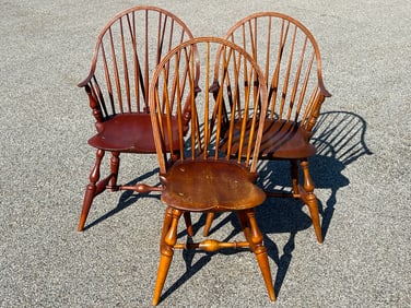 THREE CUSTOM BRACE BACK WINDSOR SIGNED