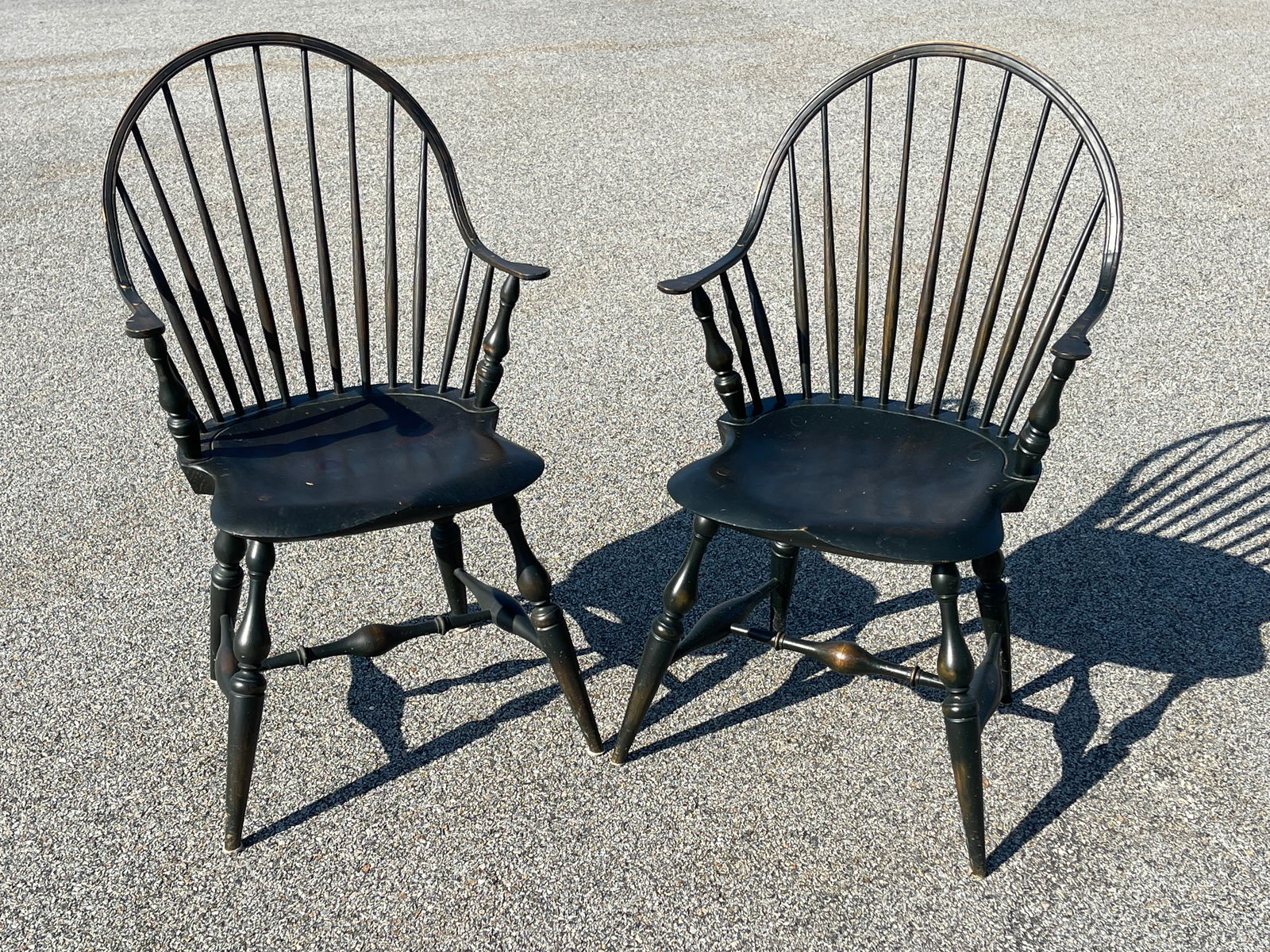 TWO BOW BACK WINDSOR CHAIRS SIGNED ON THE BOTTOM (1 of 4)