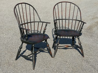 TWO BOW BACK WINDSOR CHAIRS