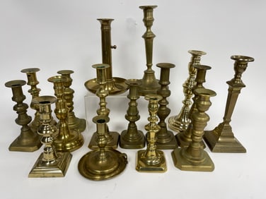 GROUPING OF BRASS CANDLESTICKS