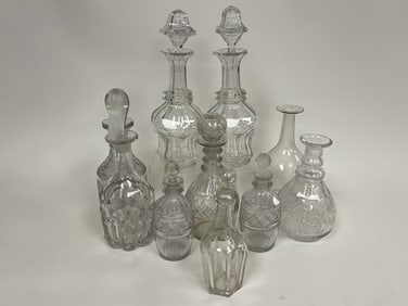 GROUPING OF GLASS DECANTERS