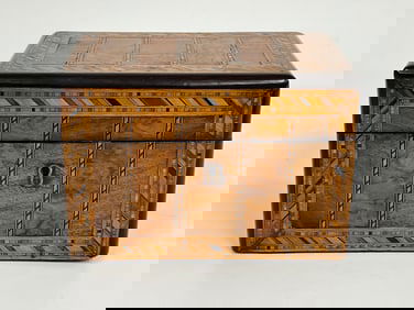 19TH C INTRICATELY INLAID TEA CADDY