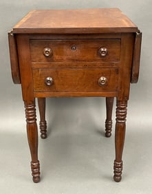 19TH C TWO DRAWER CHERRY WOOD STAND