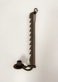 FORGED IRON CANDLE HOLDER ON ADJUSTABLE TRAMMEL