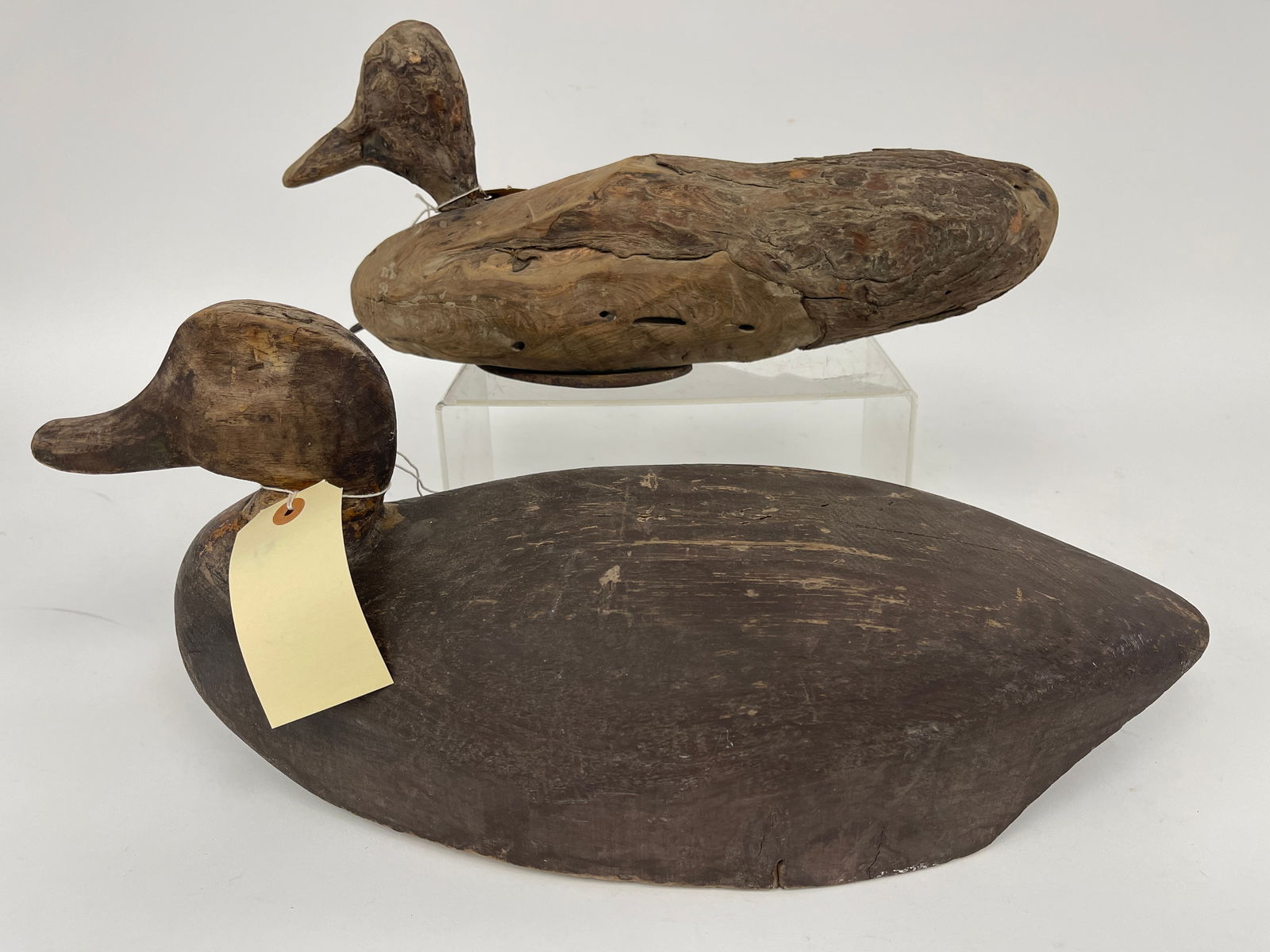 ROOT HEAD DECOY & A BLACK DUCK DECOY (1 of 6)