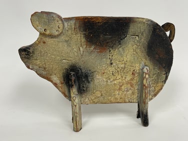 FOLK ART PAINTED PIG