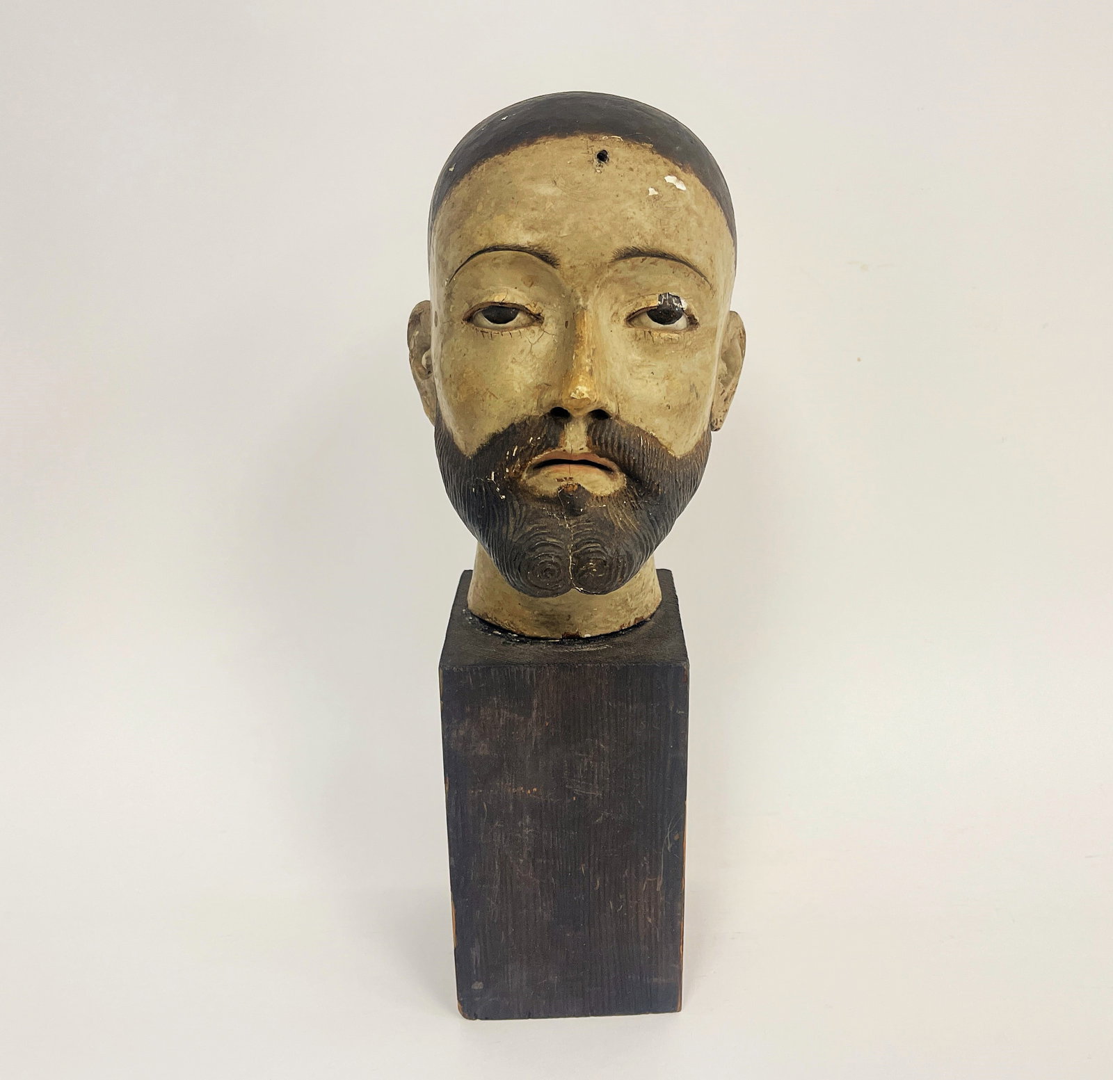 FOLKART CARVED HEAD: FOLKART CARVED HEAD 13" T