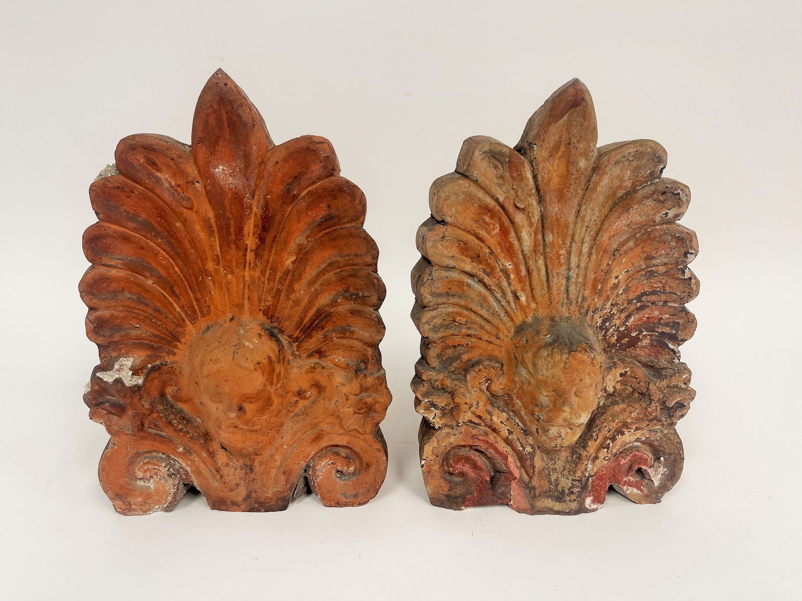 TWO REDWARE ORNAMENTS: TWO REDWARE ORNAMENTS 9" X 6" X 9"