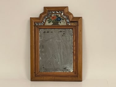 LATE 17TH C COUNTRY MIRROR IN OLD PAINT