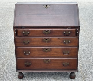 RARE CT WILLIAM AND MARY BALL FOOT SLANT LID DESK