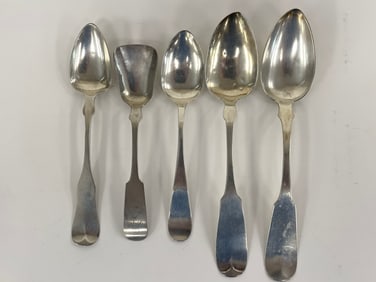 FOUR COIN SILVER SPOONS & STERLING