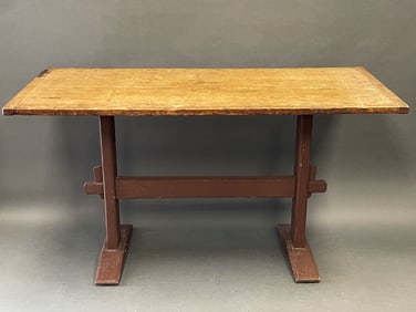 18TH C SHOEFOOT TRESTLE SERVER TABLE
