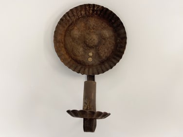 SINGLE SHEET IRON PIE CRUST EDGE CANDLE SCONCE