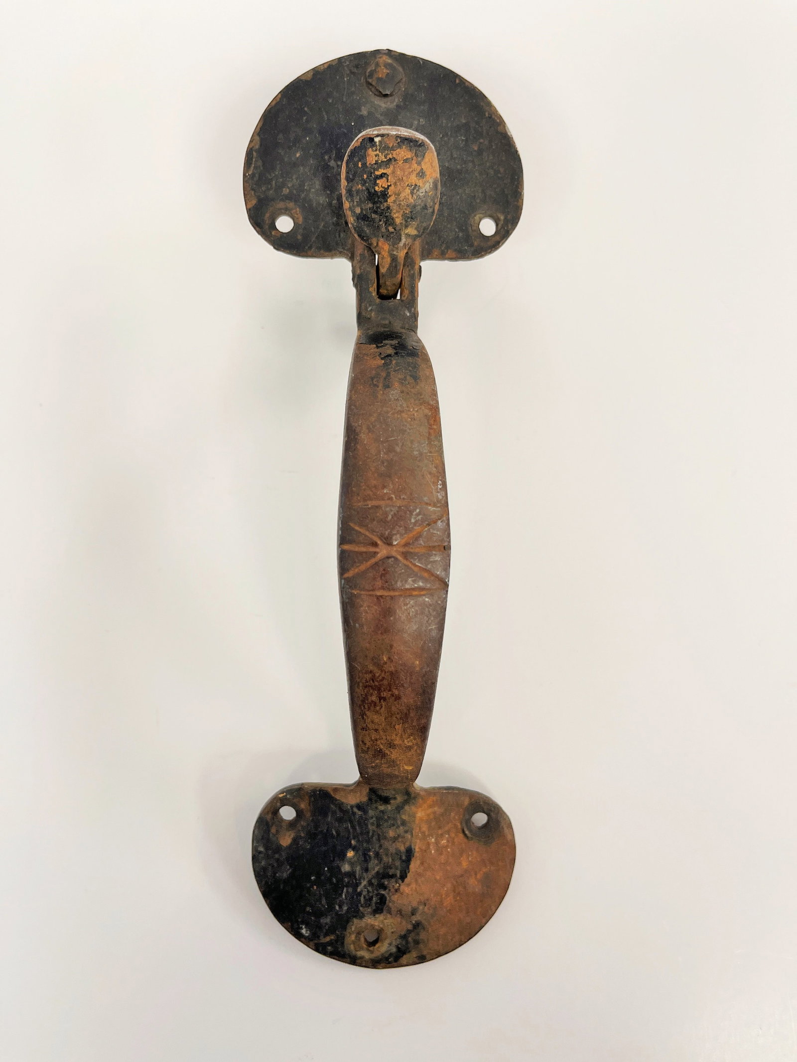 RARE AND IMPORTANT SALEM CROSS DOOR PULL: RARE AND IMPORTANT SALEM CROSS DOOR PULL ,ENGRAVED TO PREVENT WITCHES FROM OPENING DOOR 9"