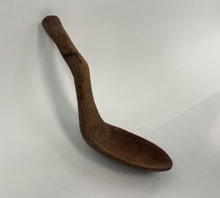 NATIVE AMERICAN WOODEN SPOON / LADLE ENGRAVED EE