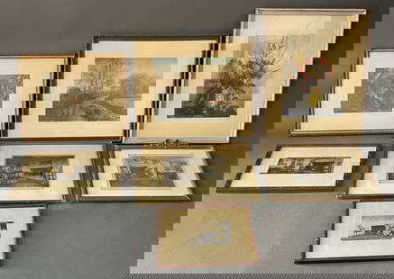 7 UNUSUAL FRAMED WALLACE NUTTING HAND COLORED SIGNED ENGRAVINGS: 7 UNUSUAL FRAMED WALLACE NUTTING HAND COLORED SIGNED ENGRAVINGS 18" X 22" LARGEST