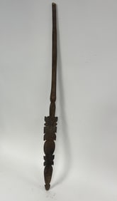 EARLY 18THC SPINNER'S DECORATIVE WOODEN DISTAFF