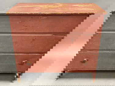 RED PAINTED ONE BLANKET CHEST