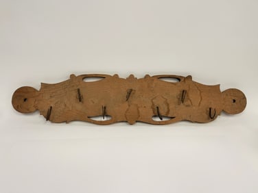 WOODEN GAME RACK FORGED IRON HOOKS