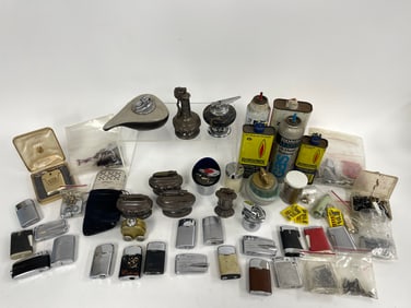GROUPING OF VINTAGE LIGHTERS AND RELATED ITEMS