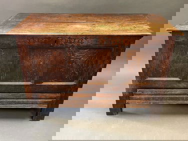 OAK ONE DRAWER COFFER IN OLD ORIGINAL SURFACE SNIPE HINGES