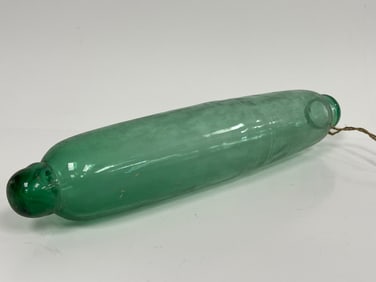 BLOWN GREEN GLASS PASTRY ROLLING PIN