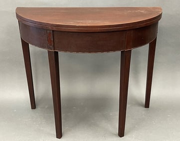 PERIOD AMERICAN DEMILUNE TAPERED LEG CARD TABLE