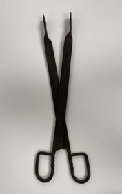 PAIR OF FORGED IRON 18TH C EMBER TONGS