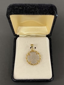 1989 PLATINUM (PERSIAN CAT) COIN W/ 14K PENDANT 1/10 OZ