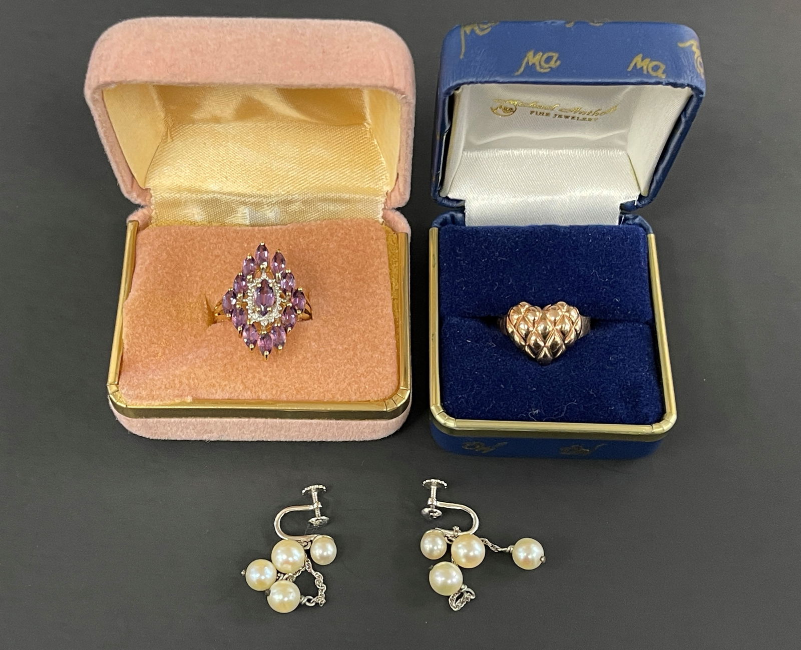 TWO 10K RINGS, 10K PAIR PEARL EARRINGS 5.7 DWT RINGS (1 of 1)