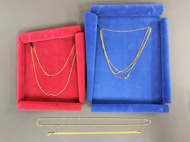 GROUPING OF 14KT GOLD NECKLACE AND 8,9,10,17" 11.4 DWT