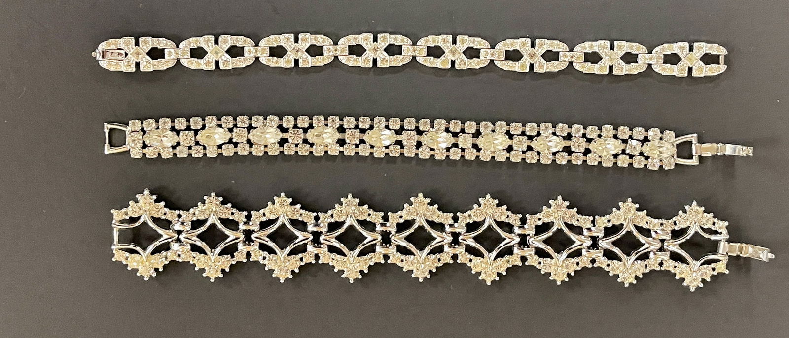 THREE SILVER BRACELET 7" EACH , COSTUME (1 of 1)