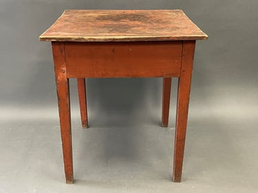 EARLY RED PAINTED TAP TABLE