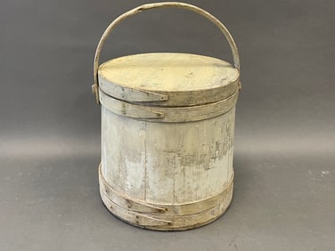 LARGE ANTIQUE PAINTED FIRKIN