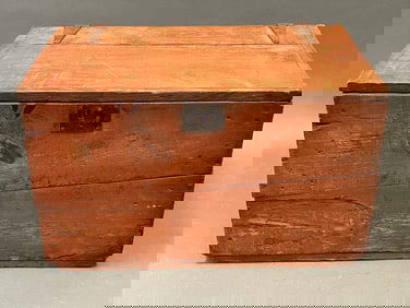 RED PAINTED PRIMITIVE TOOL BOX