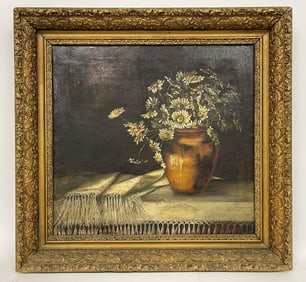 OIL PAINTING STILL LIFE OF DAISYS LL POTTER