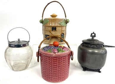 FOUR BISCUIT JARS 4"-6"