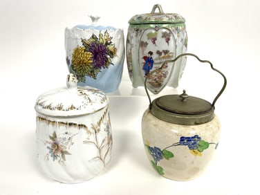 FOUR BISCUIT JARS 4"-6"