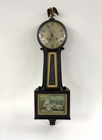 NEW HAVEN BANJO CLOCK , 8 DAYS 1/2 HR STRIKE
